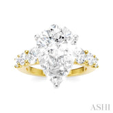 1 1/4 Ctw Pear Shape Round Cut Diamond Semi-Mount Engagement Ring in 14K Yellow and White Gold